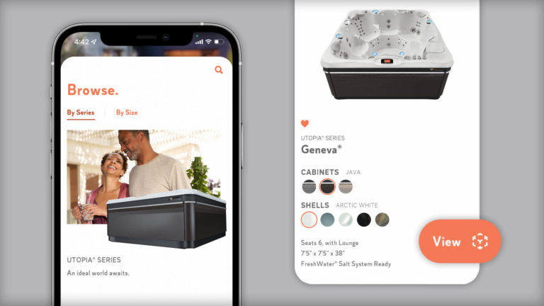 Caldera Spas app to explore hot tub models and see them in your space.